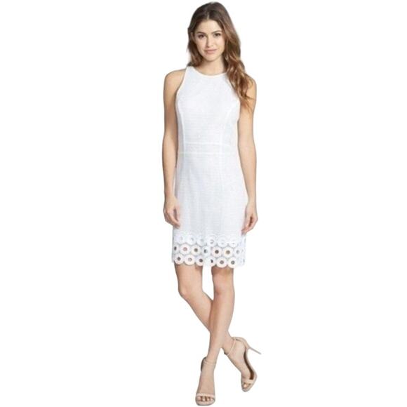 KUT from the Kloth White Mini Dress US 4 Crochet Eyelet Preppy Cottage Coastal - Picture 1 of 8
